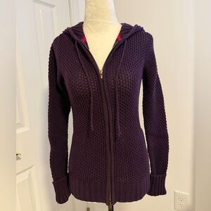 American Eagle Outfitters Deep Purple Hooded Zip Cardigan
